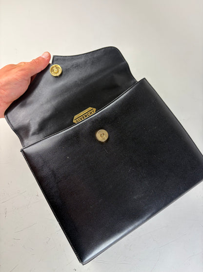 Vintage Givenchy Structured Leather Bag Black Gold