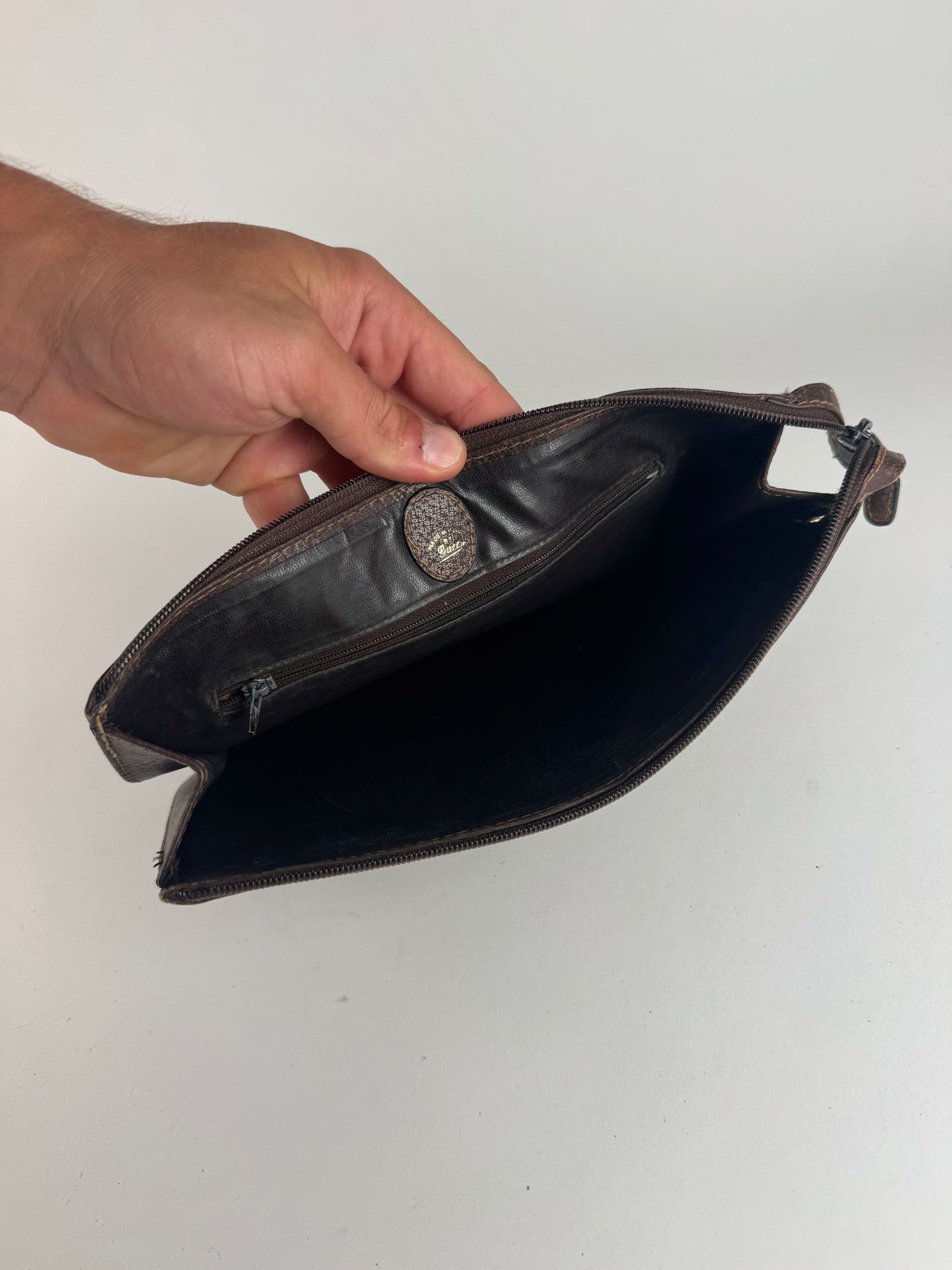 Pochette Gucci Ophidia Monogram vintage en cuir