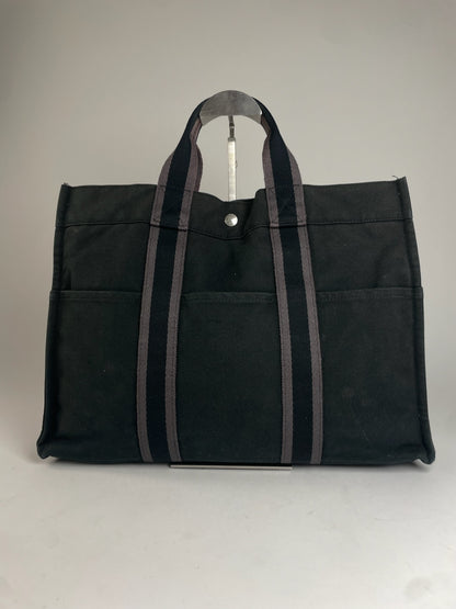Vintage Hermes Canvas Tote Bag Black
