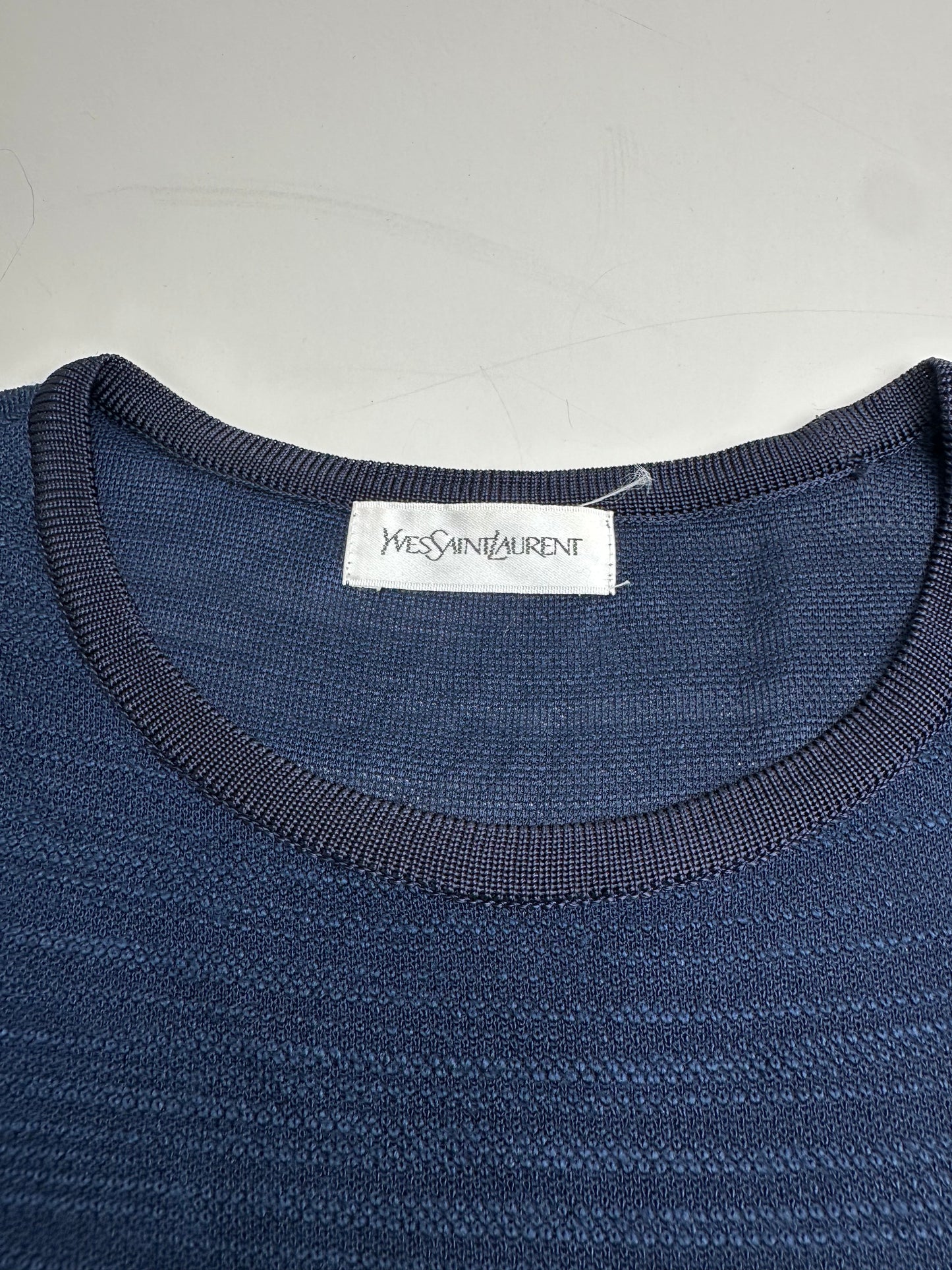 Vintage Yves Saint Laurent Cotton Blend Dress Navy M