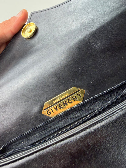 Vintage Givenchy Structured Leather Bag Black Gold