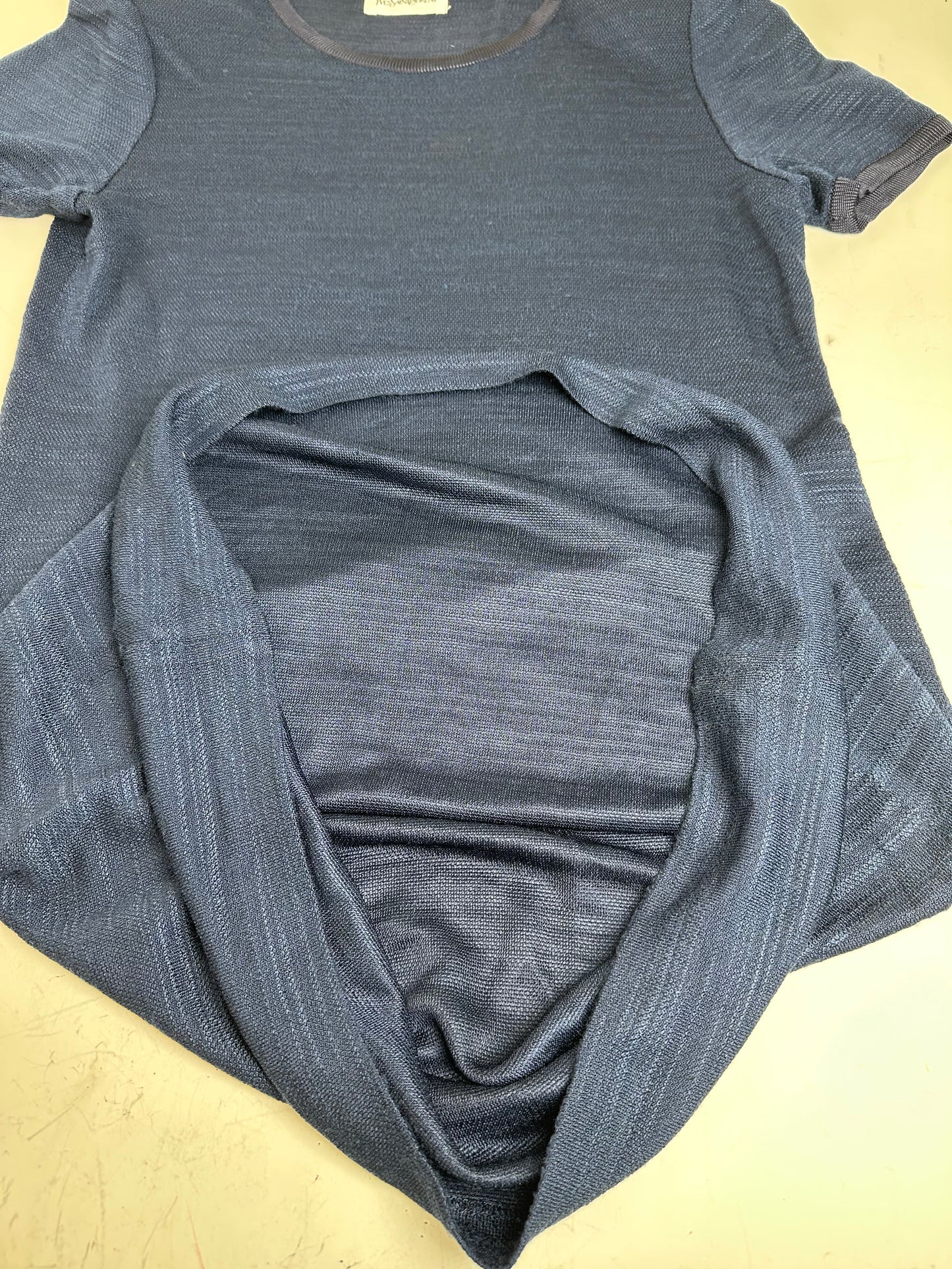 Vintage Yves Saint Laurent Cotton Blend Dress Navy M