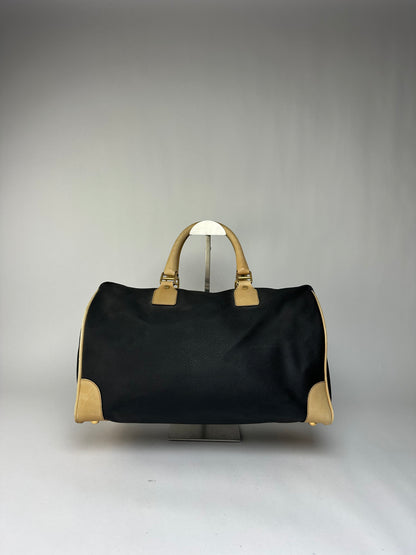 Vintage Givenchy 4G Logo Structured Duffle Bag Late 1970s Black Beige