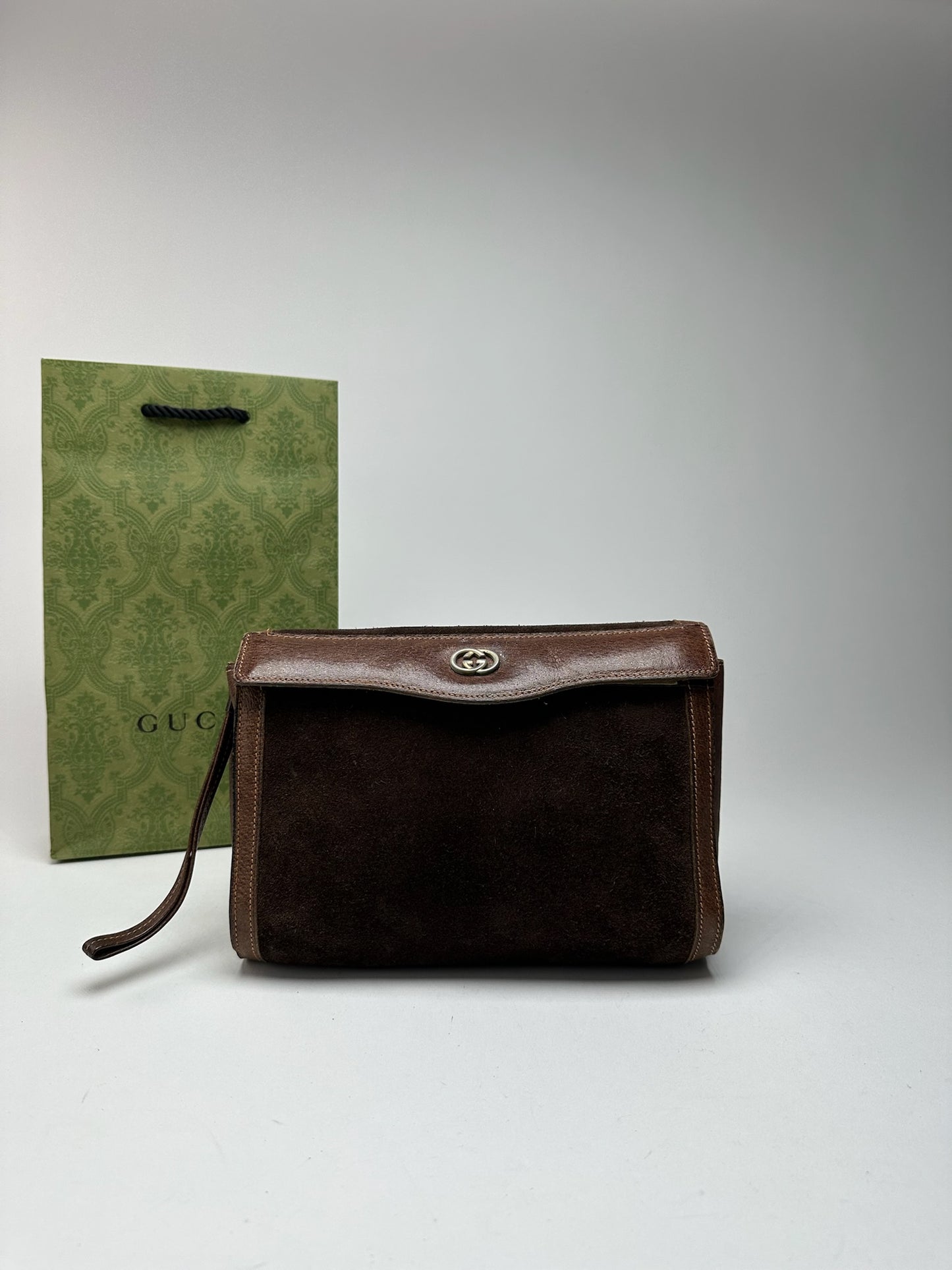 Pochette Gucci vintage en cuir marron