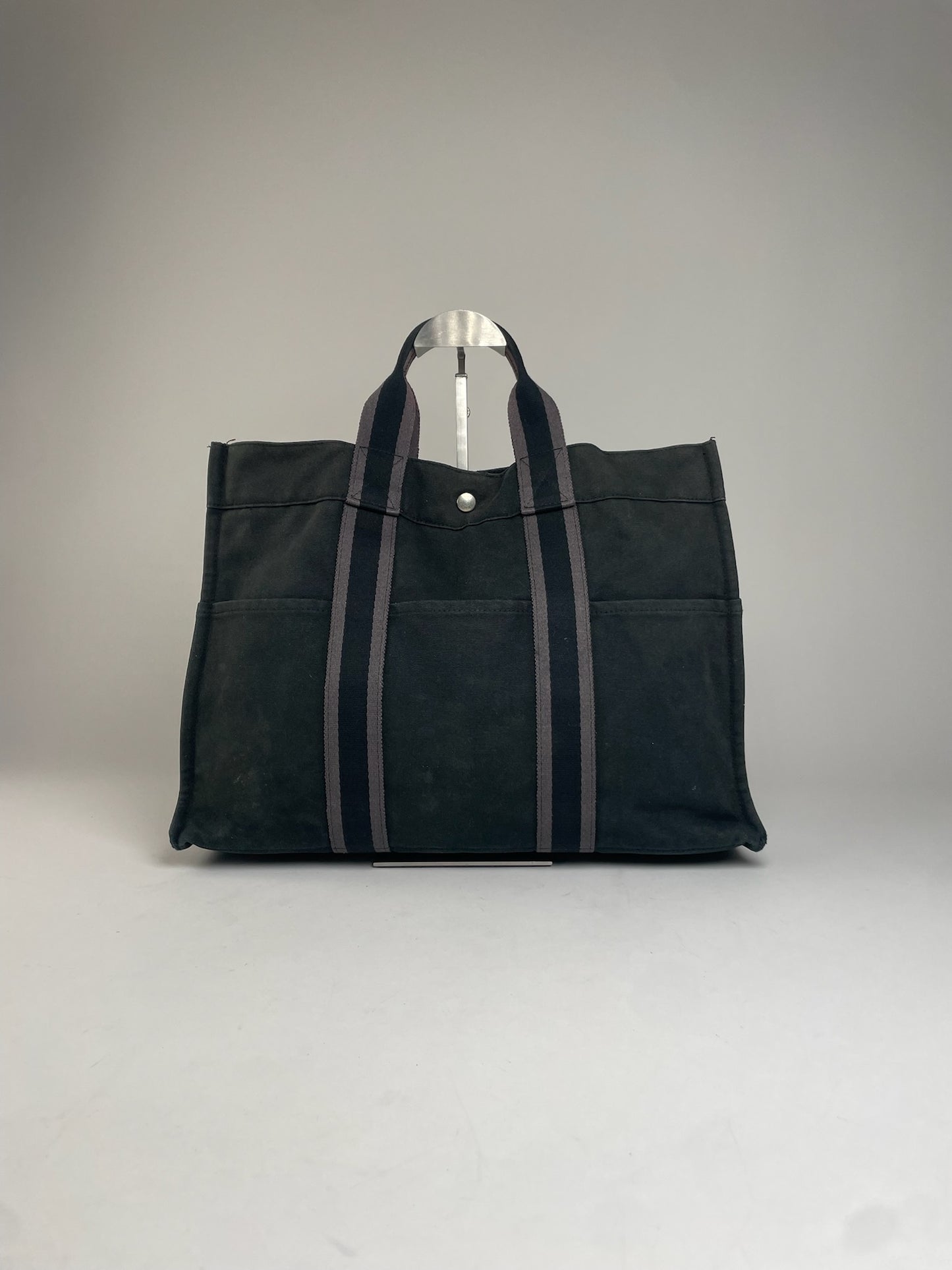 Vintage Hermes Canvas Tote Bag Black