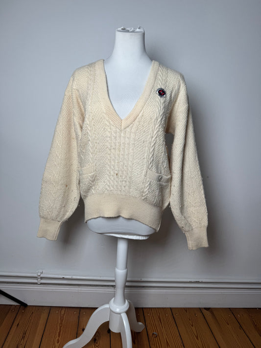 Vintage Dior Wool V-Neck Sweater Beige M