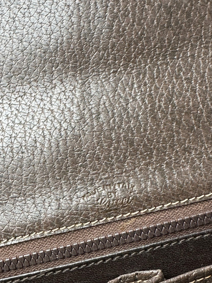Vintage Gucci Leather Crossbody Bag Brown Keyhole Closure