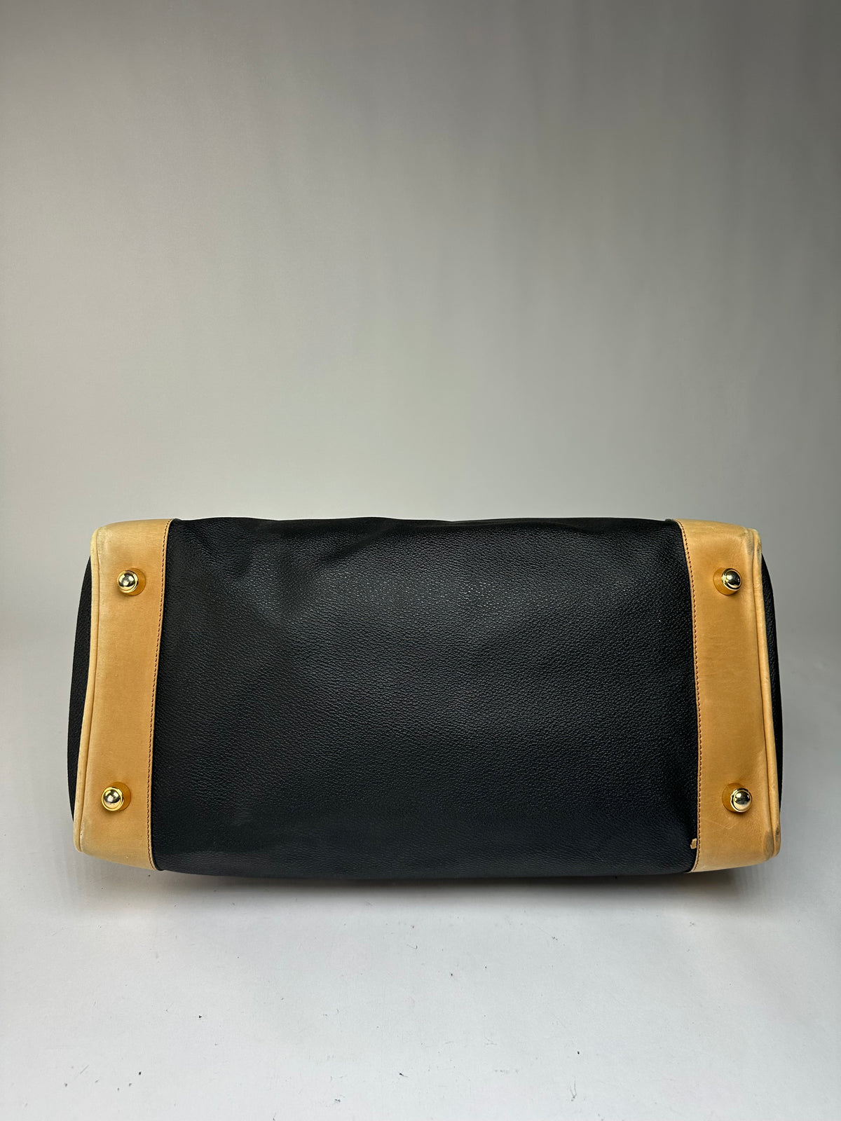 Vintage Givenchy 4G Logo Structured Duffle Bag Late 1970s Black Beige