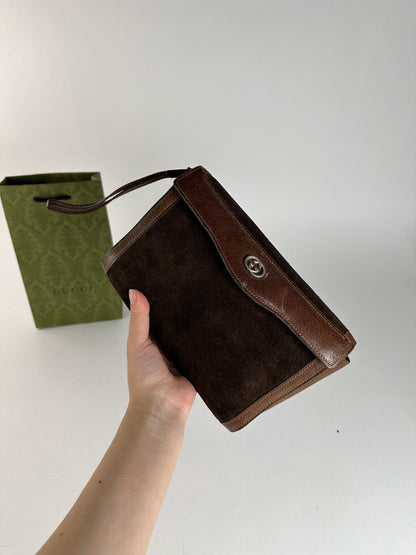 Pochette Gucci vintage en cuir marron