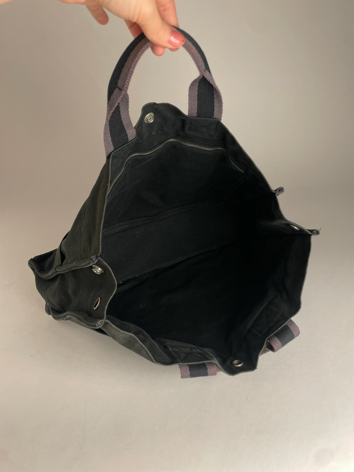 Vintage Hermes Canvas Tote Bag Black