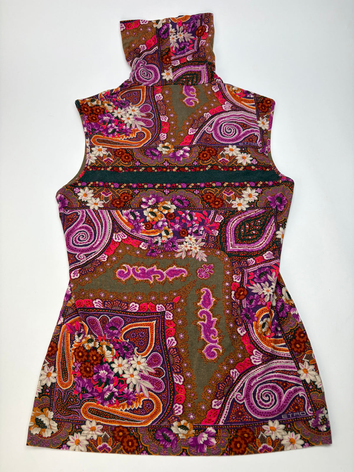 Vintage Etro Paisley Print Turtleneck Top Late 1990s Multicolor L