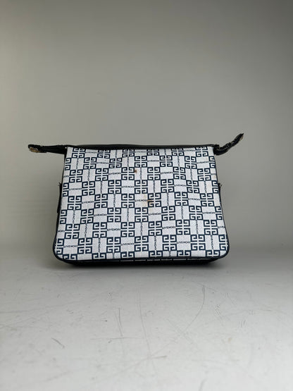 Vintage Givenchy Canvas Crossbody Bag White Navy Gold