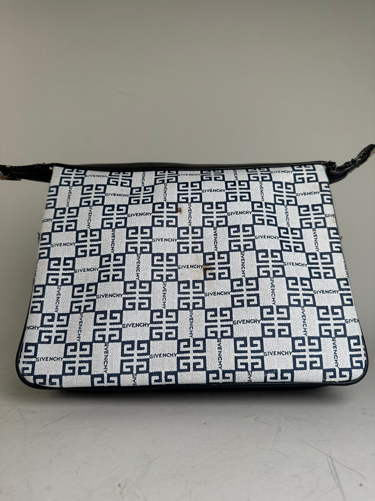 Vintage Givenchy Canvas Crossbody Bag White Navy Gold