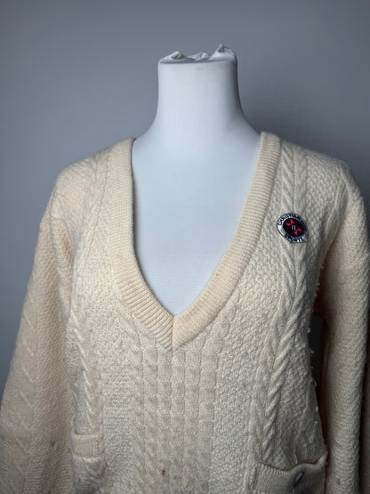 Vintage Dior Wool V-Neck Sweater Beige M
