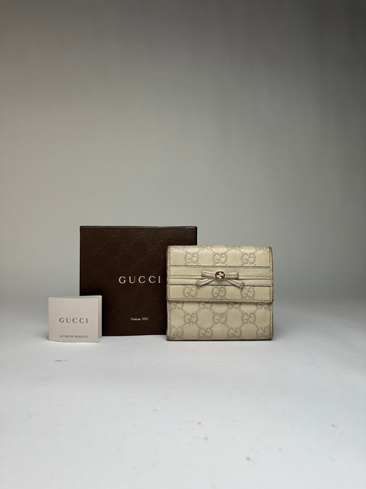 Vintage Gucci GG Supreme Bifold Wallet c. Late 2000s Cream Beige