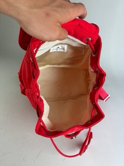 Vintage Courreges Nylon Backpack Red Silver-Tone