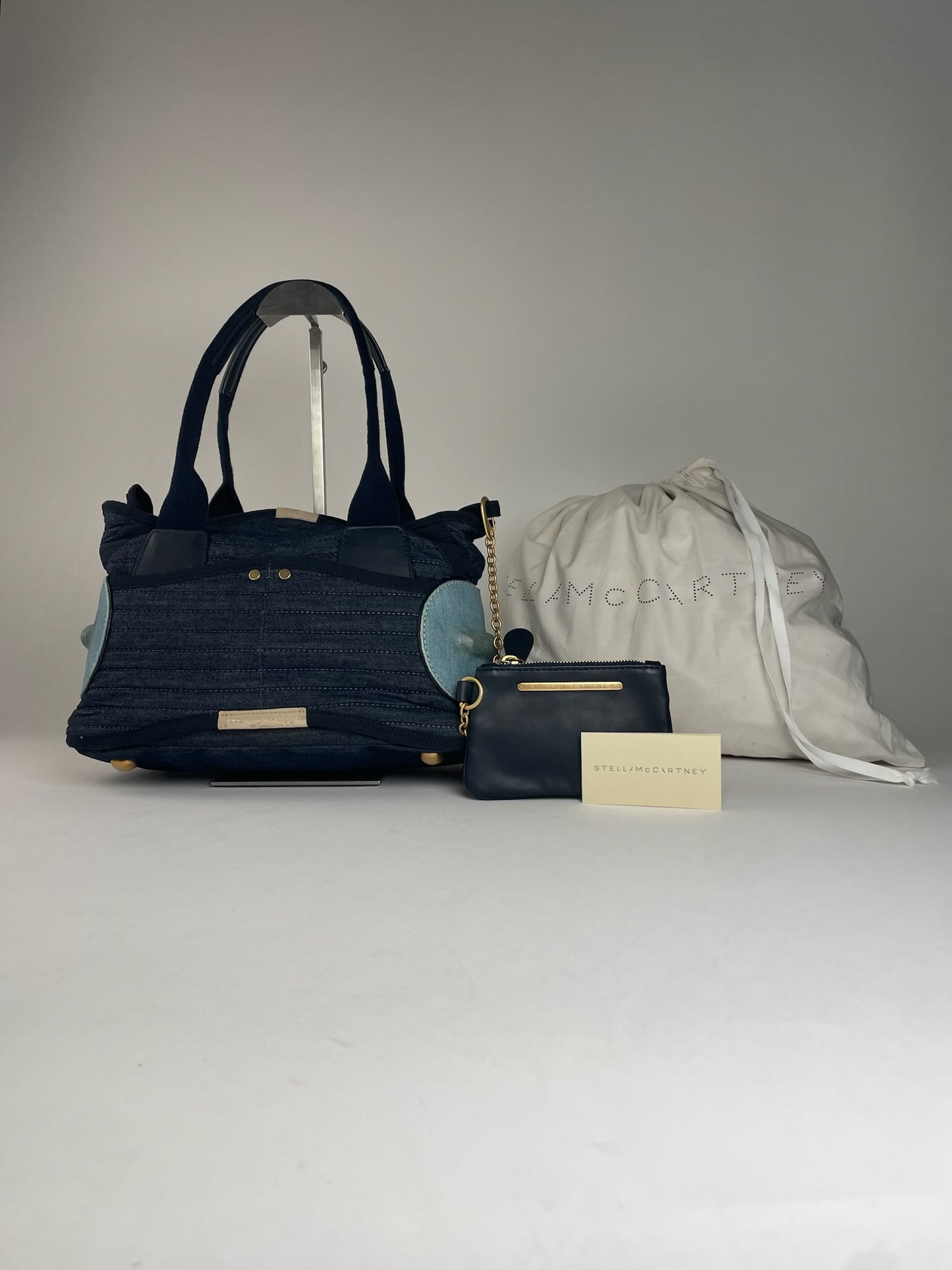 Vintage Stella Mc Cartney Denim Vegan Leather Handbag Navy Blue