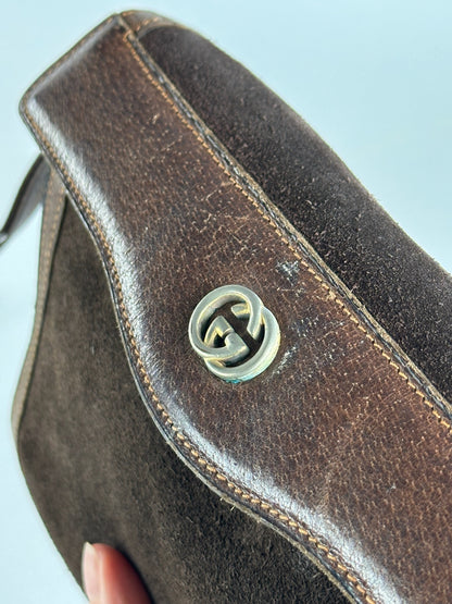 Pochette Gucci vintage en cuir marron