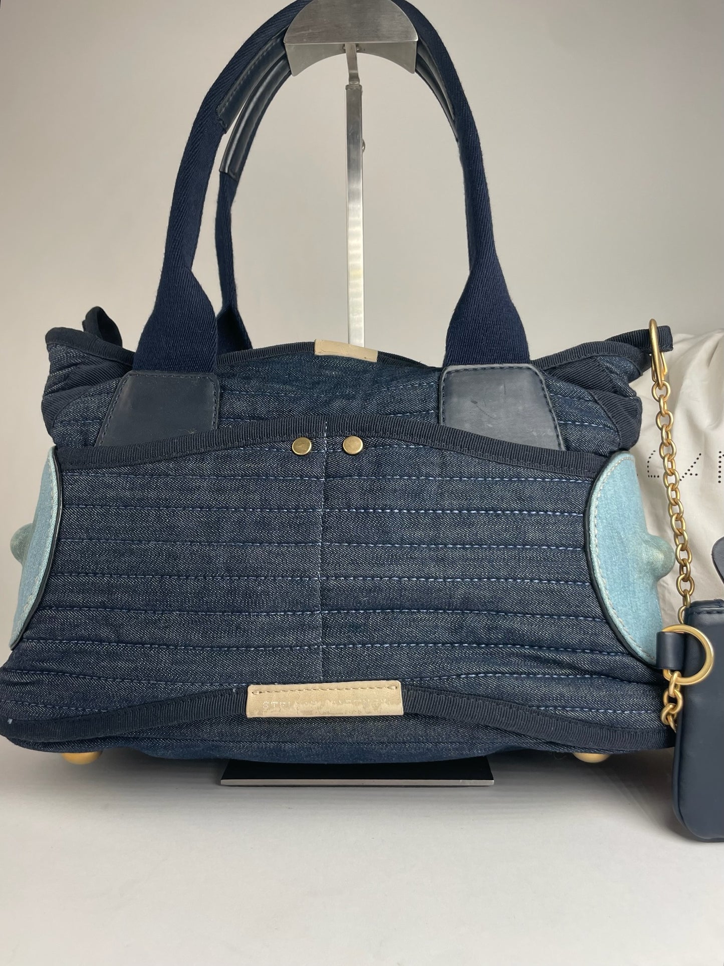 Vintage Stella Mc Cartney Denim Vegan Leather Handbag Navy Blue