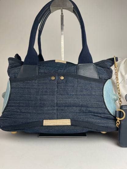 Vintage Stella Mc Cartney Denim Vegan Leather Handbag Navy Blue