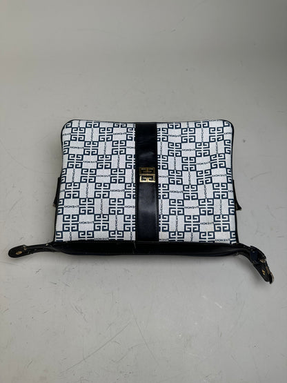 Vintage Givenchy Canvas Crossbody Bag White Navy Gold