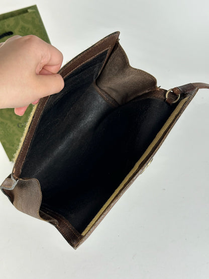 Pochette Gucci vintage en cuir marron