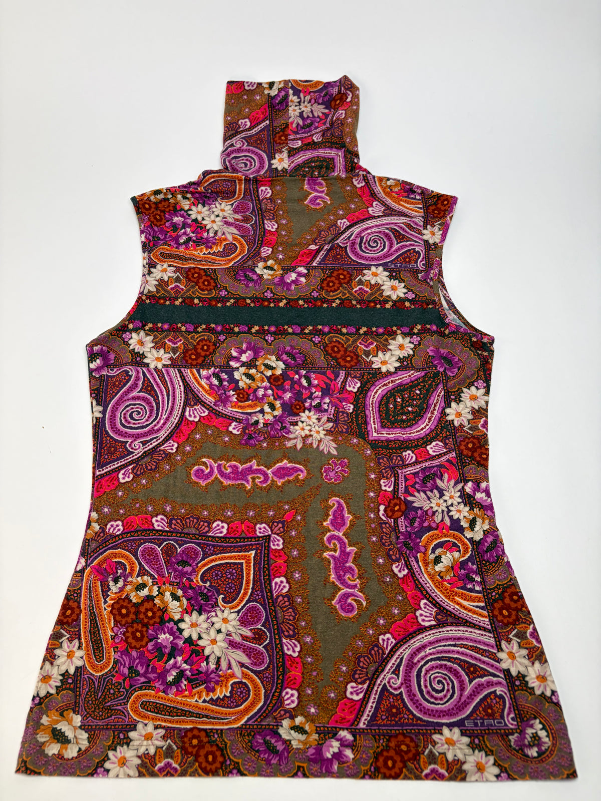 Vintage Etro Paisley Print Turtleneck Top Late 1990s Multicolor L