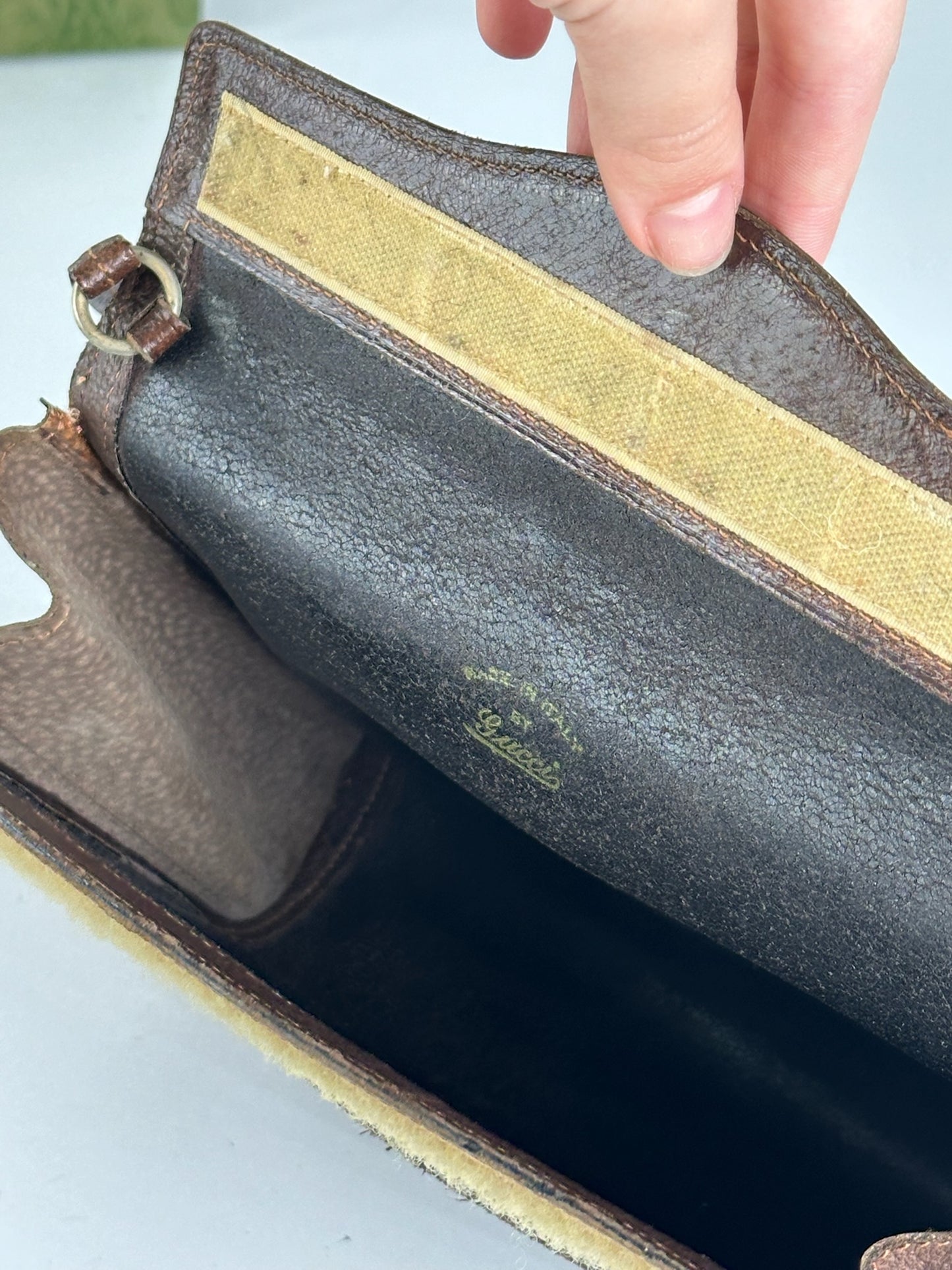 Pochette Gucci vintage en cuir marron