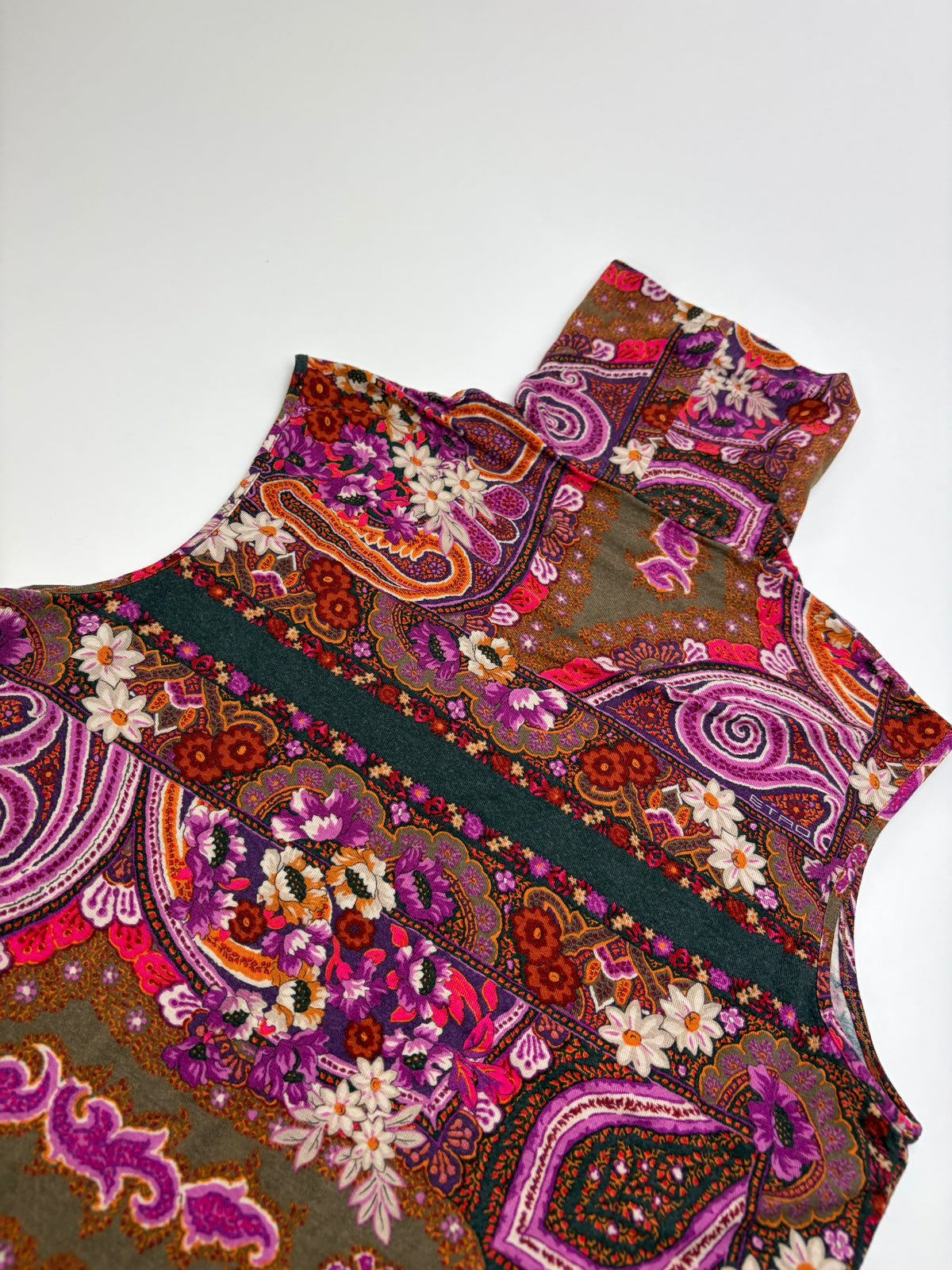 Vintage Etro Paisley Print Turtleneck Top Late 1990s Multicolor L
