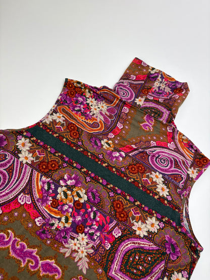 Vintage Etro Paisley Print Turtleneck Top Late 1990s Multicolor L