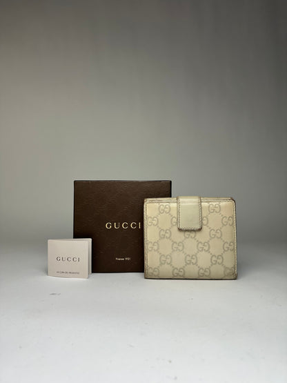 Vintage Gucci GG Supreme Bifold Wallet c. Late 2000s Cream Beige
