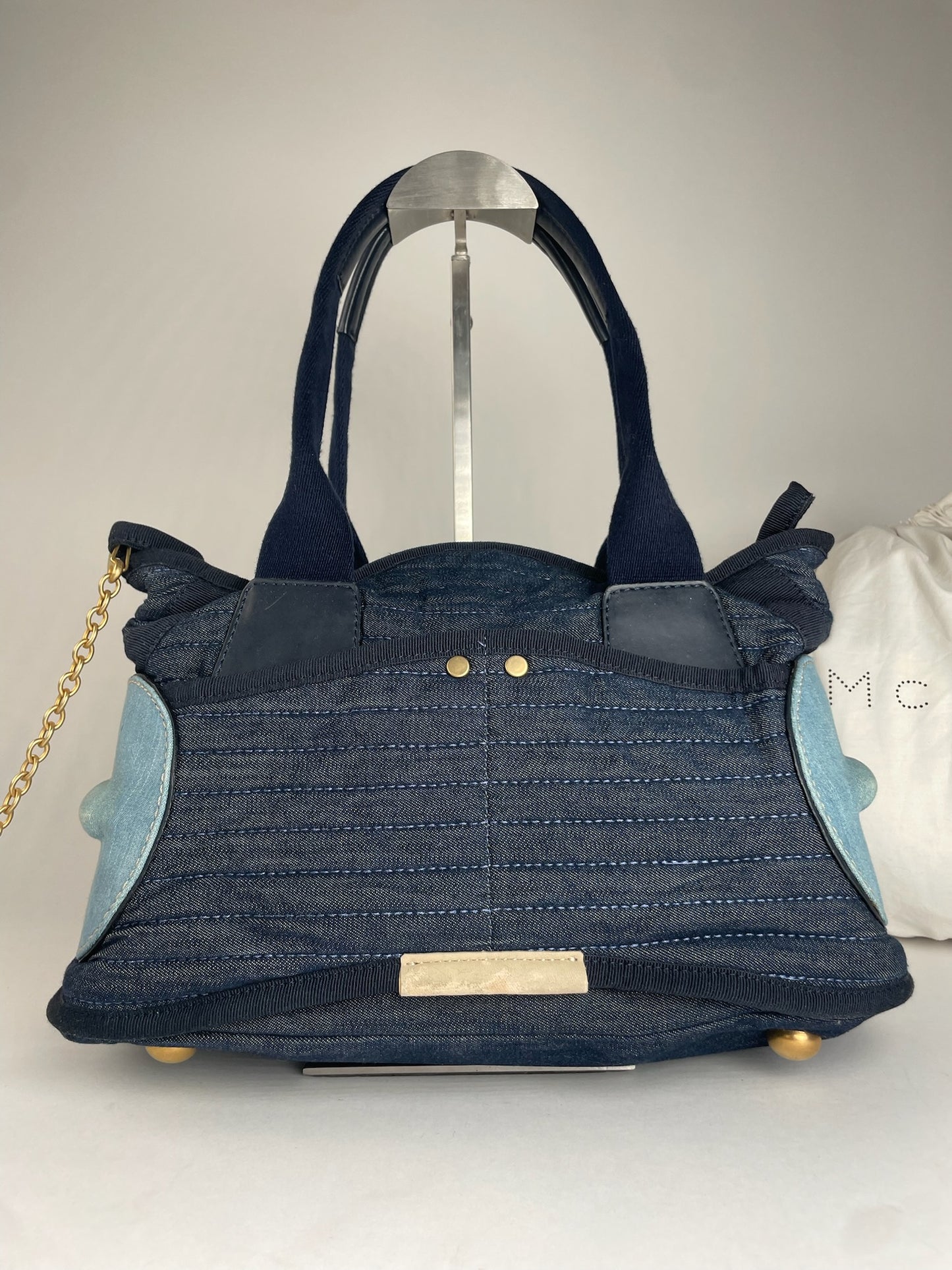 Vintage Stella Mc Cartney Denim Vegan Leather Handbag Navy Blue