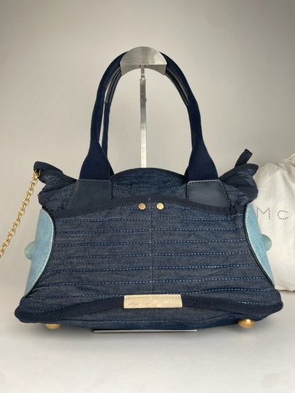 Vintage Stella Mc Cartney Denim Vegan Leather Handbag Navy Blue