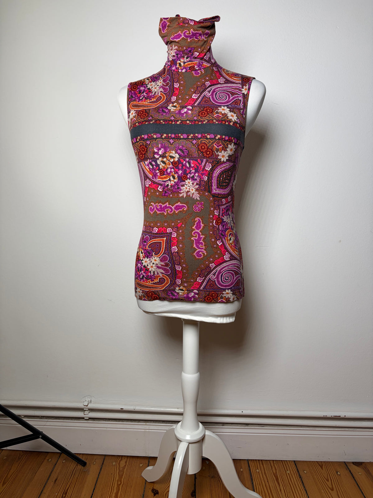 Vintage Etro Paisley Print Turtleneck Top Late 1990s Multicolor L