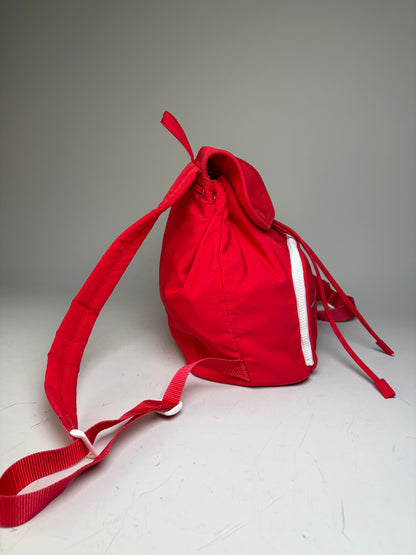 Vintage Courreges Nylon Backpack Red Silver-Tone