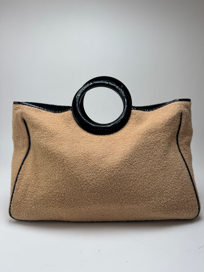 Sac cabas vintage Balenciaga en tissu éponge beige noir