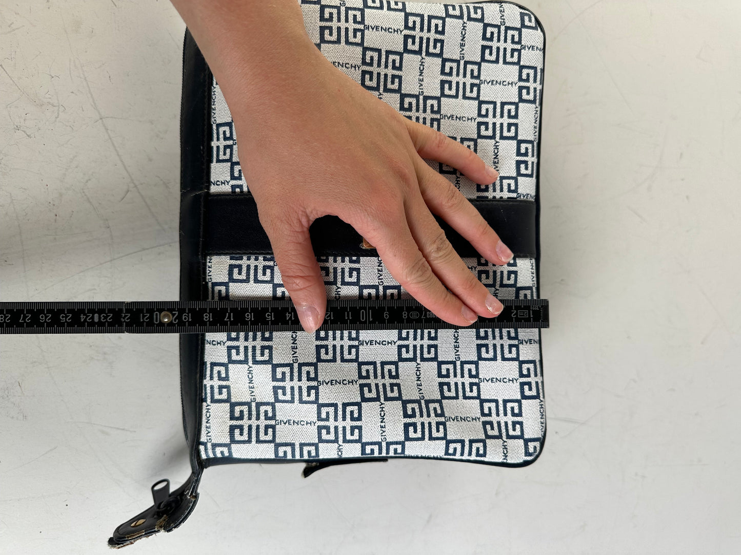 Vintage Givenchy Canvas Crossbody Bag White Navy Gold
