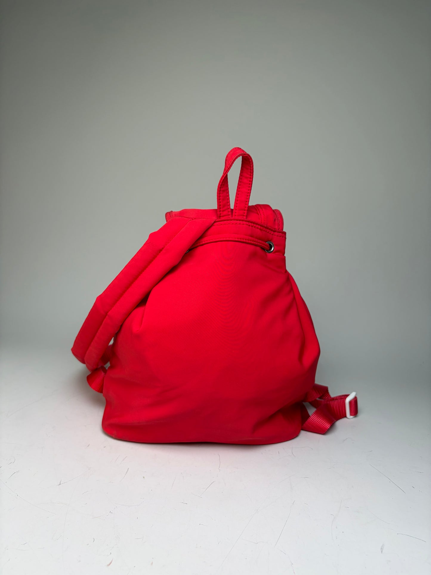 Vintage Courreges Nylon Backpack Red Silver-Tone