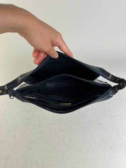 Vintage Givenchy Canvas Crossbody Bag White Navy Gold