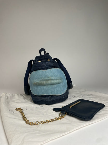 Vintage Stella Mc Cartney Denim Vegan Leather Handbag Navy Blue