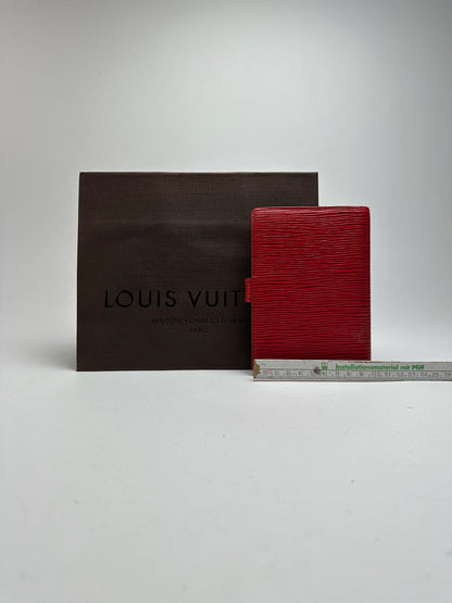 Porte-cartes vintage Louis Vuitton en cuir EPI rouge