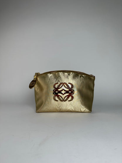 Vintage Loewe Madrid Leather Clutch Gold Brown