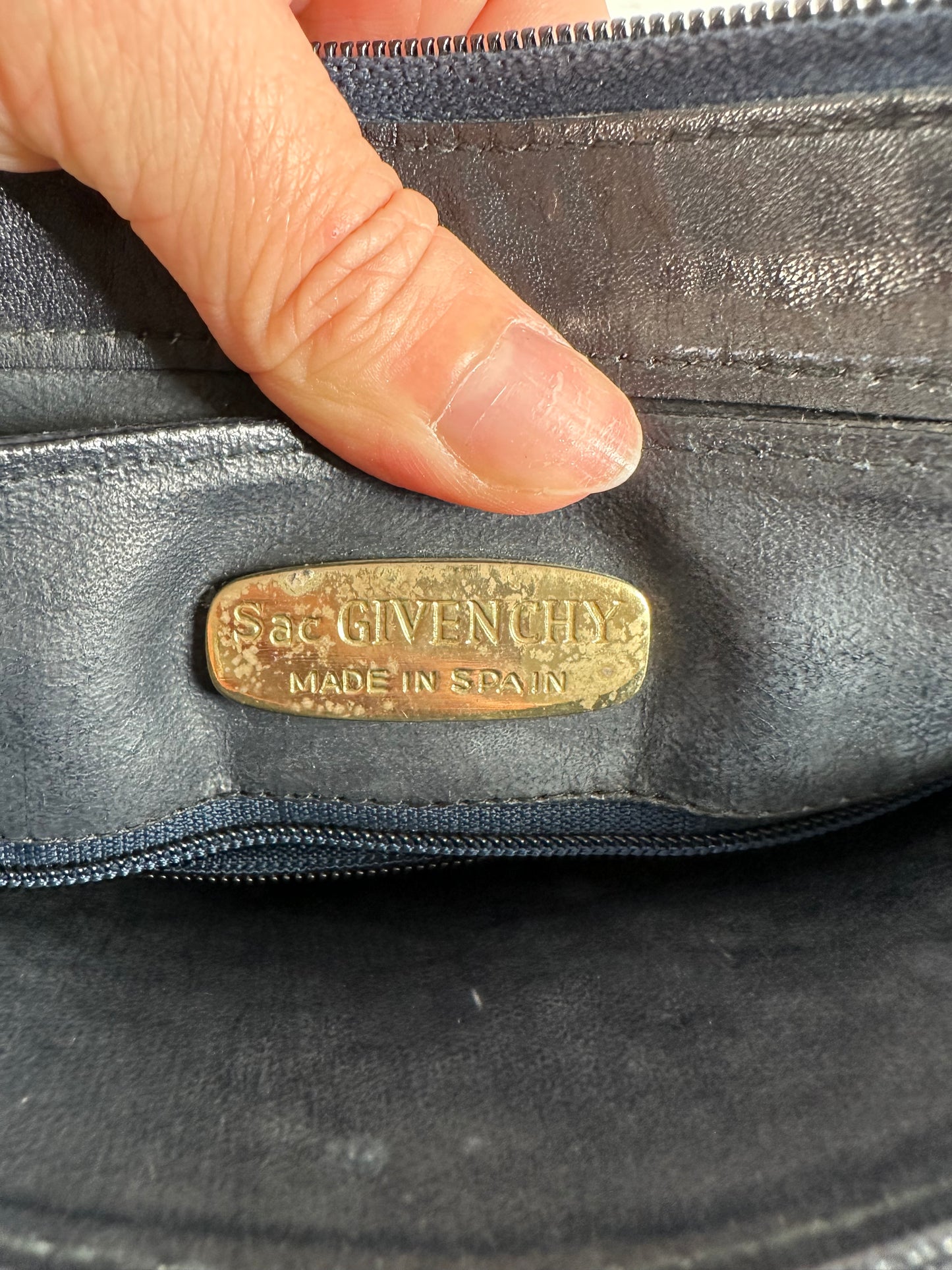 Vintage Givenchy Canvas Crossbody Bag White Navy Gold