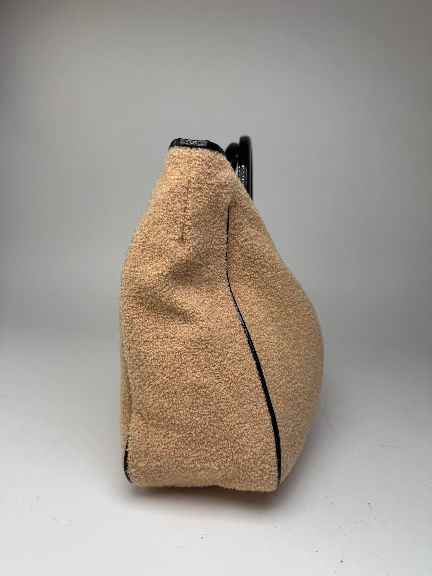 Sac cabas vintage Balenciaga en tissu éponge beige noir