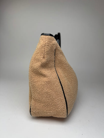 Sac cabas vintage Balenciaga en tissu éponge beige noir