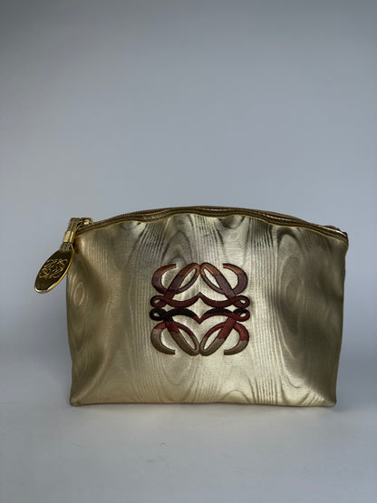 Vintage Loewe Madrid Leather Clutch Gold Brown