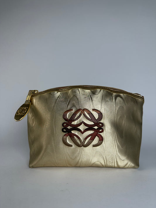 Vintage Loewe Madrid Leather Clutch Gold Brown