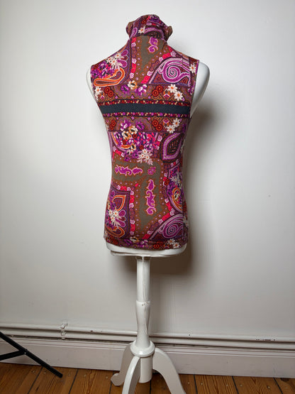 Vintage Etro Paisley Print Turtleneck Top Late 1990s Multicolor L