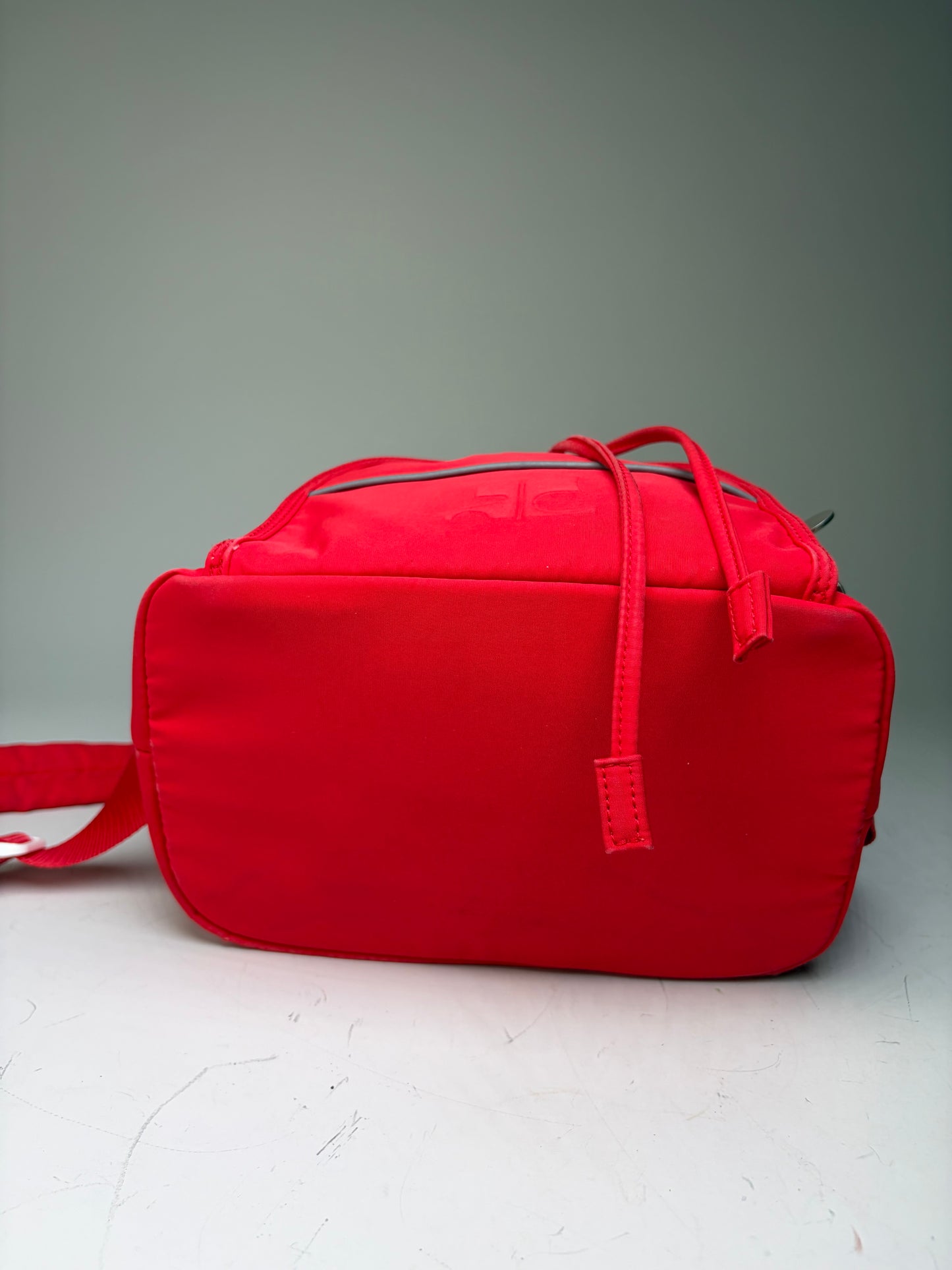 Vintage Courreges Nylon Backpack Red Silver-Tone