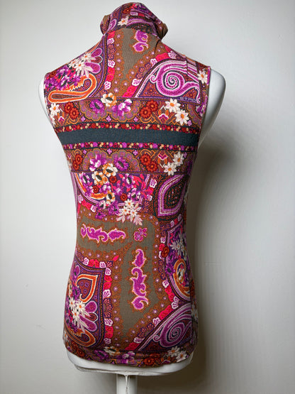 Vintage Etro Paisley Print Turtleneck Top Late 1990s Multicolor L